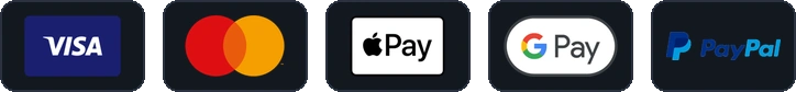 Visa, Mastercard, Apple Pay and Google Pay accepted