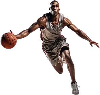 Basketball player mid-drive